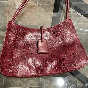 Victoria's Secret Embossed Burgundy Shoulder Bag